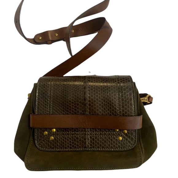 Vintage Jérôme Dreyfuss Nicolas Elaphe and Suede Shoulder Bag - Picture 1 of 4